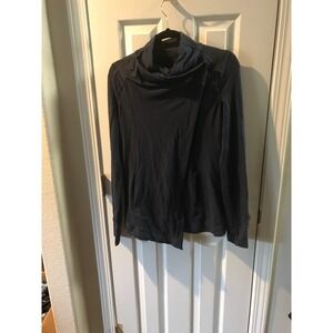 Lululemon Savasana Wrap Jacket Navy Blue Cowl Neck Asymmetrical Size 4